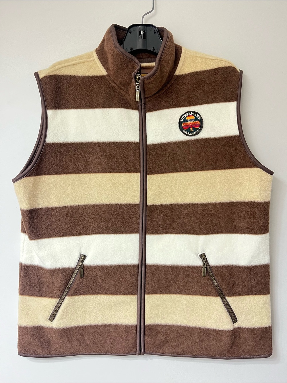 Horseware Ireland Striped Fleece Vest - Brown & Cream Large